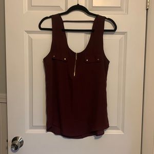 Charlotte Russe Women’s M sheer burgundy sleeveless blouse NWOT